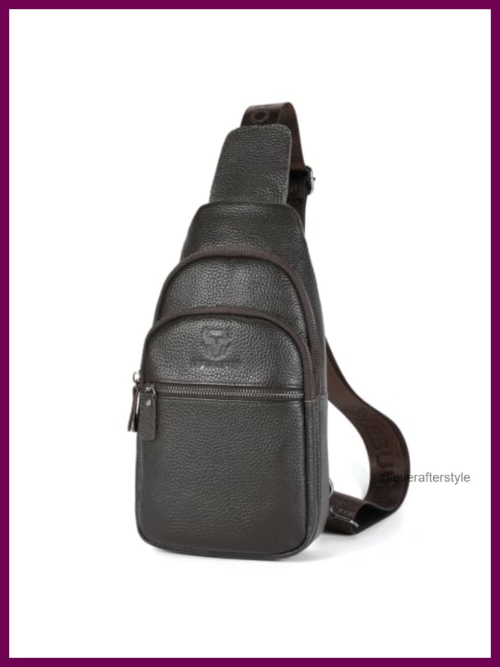 Leather Sling Bag Crossbody Chest Bag Adjustable Strap Travel Commute